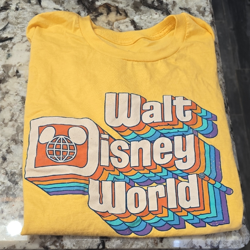 Disney Adult M Vibrant Yellow Tee with Retro Design